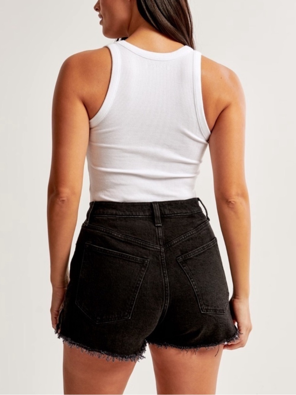 Abercrombie & Fitch Black The Mom Short High-Rise Jean Shorts